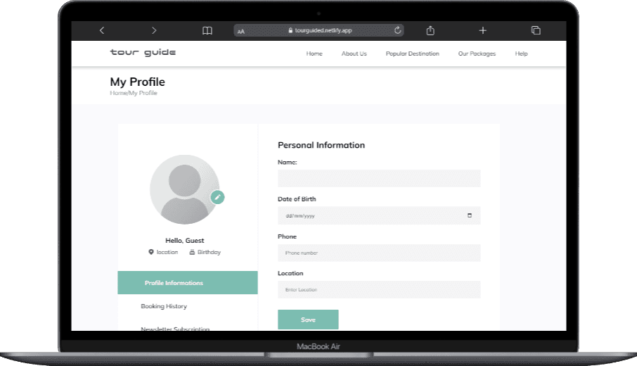 Travel Booking Website – Project Experience screenshot 2